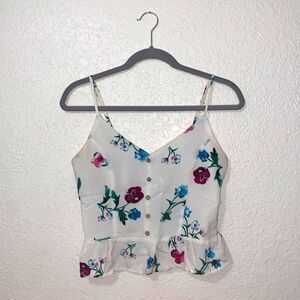 White floral print Ambiance cropped tank top